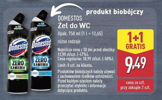 Żel do wc blue Domestos zero kamienia promocja