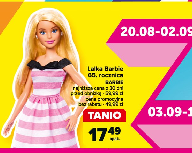 Lalka barbie 65 rocznica Mattel promocja w Carrefour