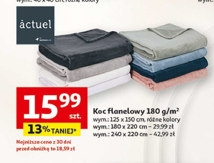 Koc flanelowy 180 x 220 cm Actuel promocja