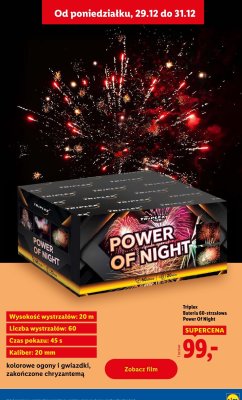 Fajerwerki Triplex Bateria 60-strzałowa Power Of Night promocja w Lidl
