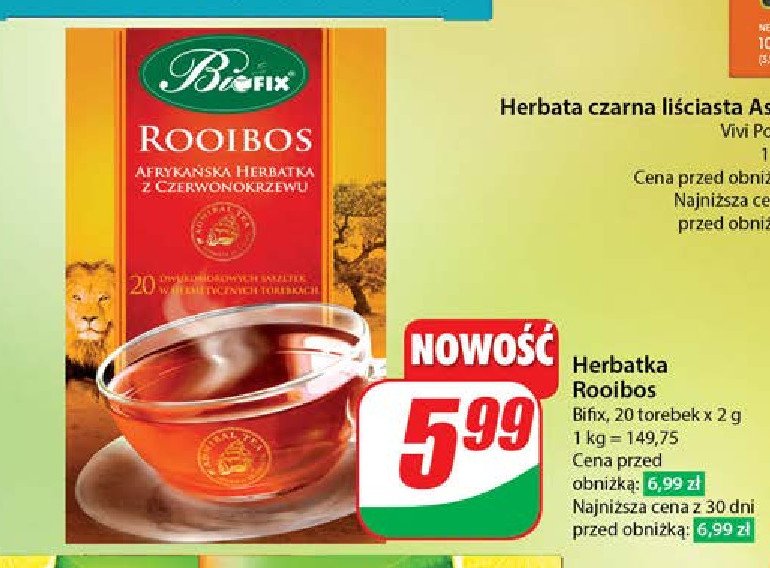 Afryka艅ska herbatka z czerwonokrzewu rooibos Bifix admiral tea promocja