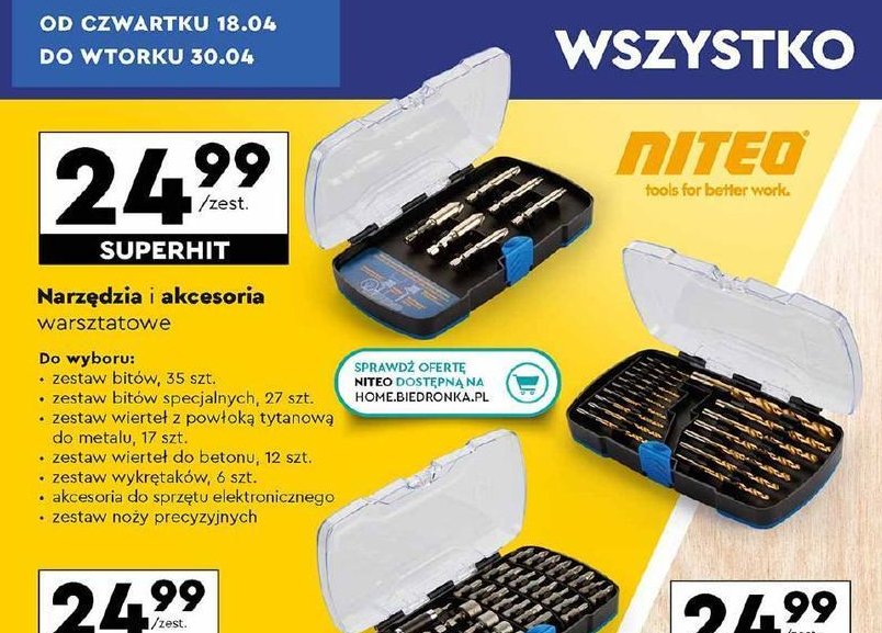 Zestaw noży precyzyjnych Niteo tools promocja w Biedronka