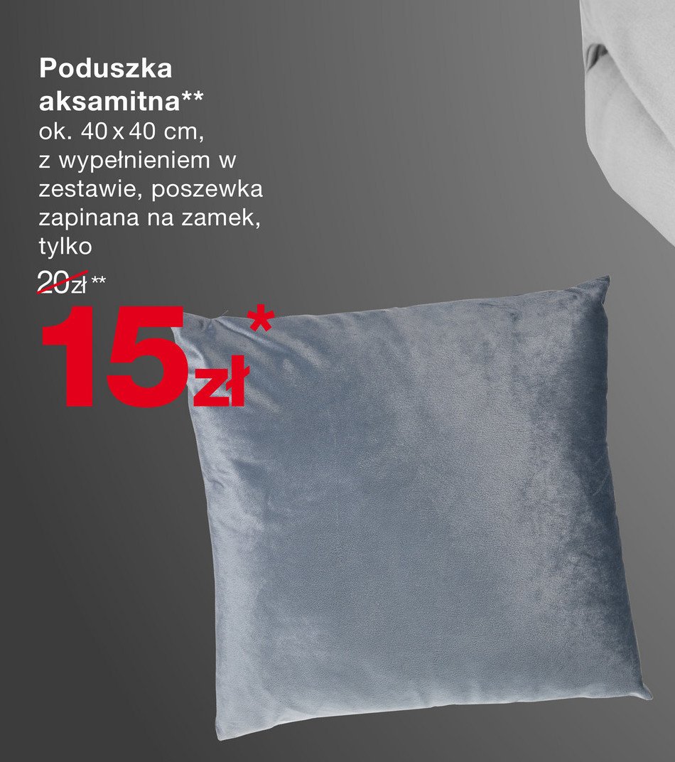 Poduszka aksamitna 40 x 40 cm promocja