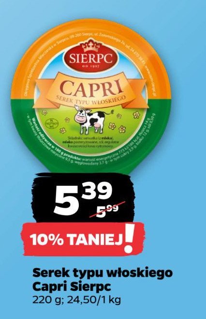 Twaróg capri Sierpc promocja