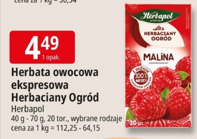 Herbata owocowa ekspresowa Herbaciany Ogród Herbapol promocja w Leclerc