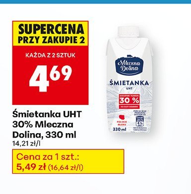 Śmietanka UHT 30% Mleczna Dolina, 330 ml promocja w Biedronka