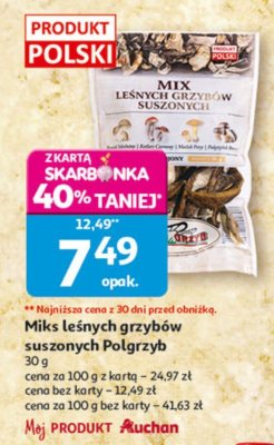Miks leśnych grzybów suszonych w gałązkach promocja w Auchan