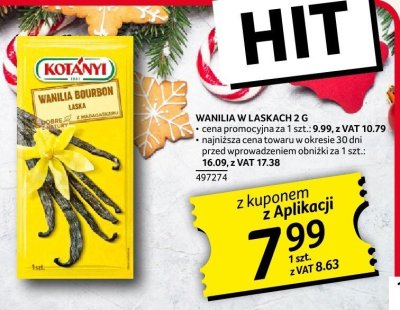 Wanilia w laskach Kotanyi 2 g promocja w Selgros