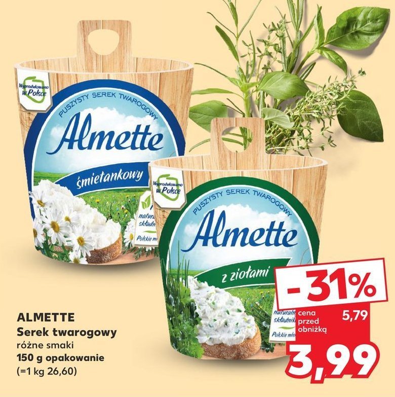 Kremowy serek śmietankowy Almette promocja w Kaufland