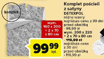 Komplet poscieli satynowej 200 x 220 cm + 2 x 70 x 80 cm Detexpol promocja