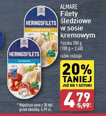 Filety śledziowe w kremie curry-ananas Almare seafood promocja