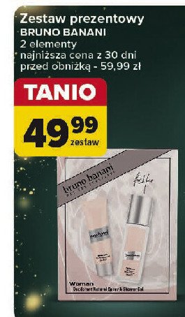 Zestaw w pudełku: żel pod prysznic 50 ml + dezodorant 75 ml Bruno banani woman promocja w Carrefour