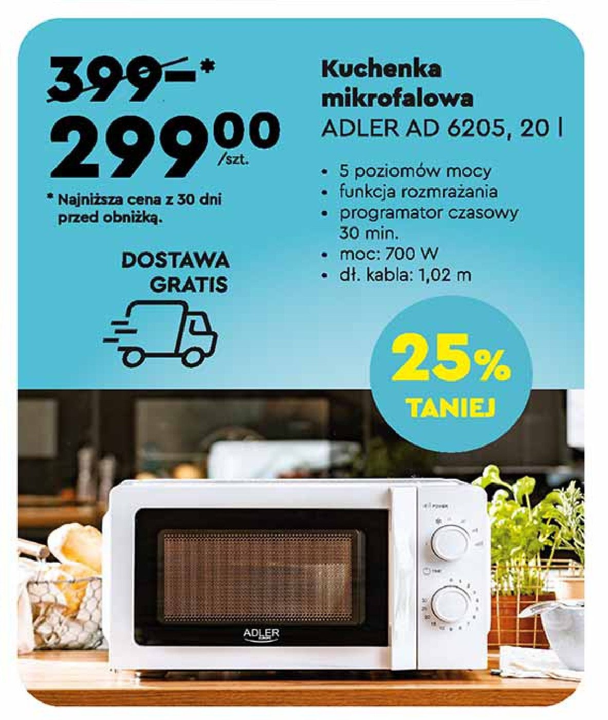 Kuchenka mikrofalowa ad 6205 Adler promocja