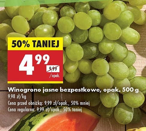 Winogrona jasne bezpestkowe promocja w Biedronka