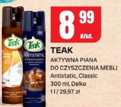 Aktywna piana do czyszczenia mebli TEAK Antistatic, Classic 300 ml, Delko promocja w Chorten