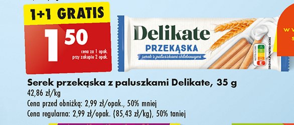 Przekąska: serek+paluszki Delikate promocja