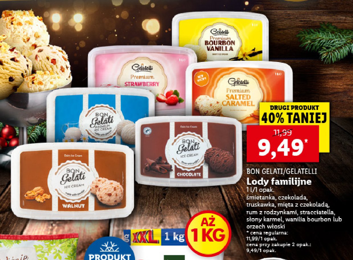 Lody premium rum & raisin Gelatelli promocja