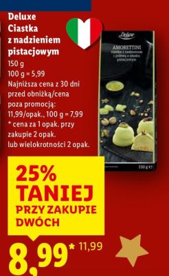 Ciastka Deluxe z nadzieniem pistacjowym promocja w Lidl