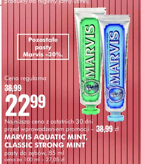 Pasta do zębów aquatic mint Marvis Marvis amarelli licorice promocja