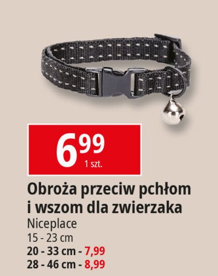 Obroża przeciw pchłom i wszom 15-23 cm Niceplace promocja w Leclerc