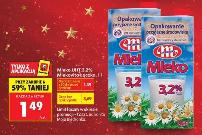 Mleko UHT 3,2% Łączka promocja w Biedronka