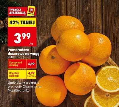 Pomarańcze deserowe na wagę promocja w Biedronka