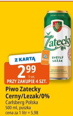 Piwo Żatecky Černy/Lezak/0% Carlsberg Polska promocja w Leclerc