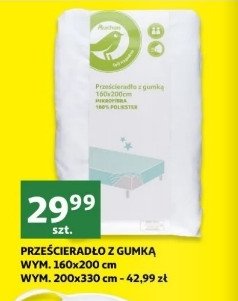 Prześcieradło z gumką 200 x 330 cm Auchan na co dzień (logo zielone) promocja w Carrefour