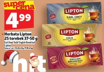 Herbata Lipton 25 torebek 37-50 g promocja w TOPAZ