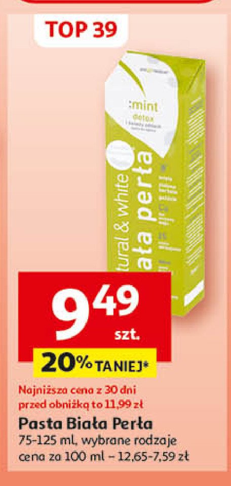 Pasta do zębów mint detox i świeży oddech Biała perła natural & white promocja