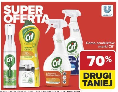 Środek czyszczący Cif - gama produktów marki Cif (Mleczko CREAM, spray Cleanboost uniwersalny i łazienkowy, All In One) promocja w Carrefour