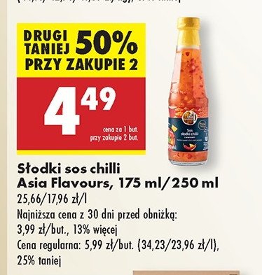 Sos słodki chili Asia flavours promocja w Biedronka