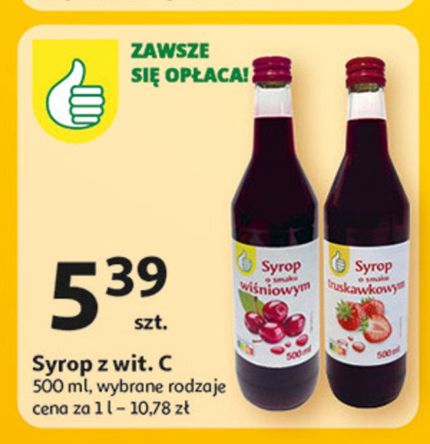 Syrop o smaku malinowym Podniesiony kciuk promocja w Auchan