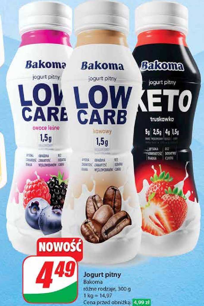 Jogurt owoce leśne Bakoma low carb promocja