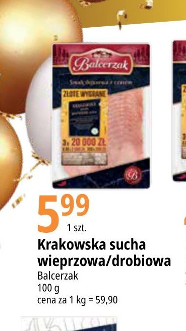 Kiełbasa krakowska sucha wieprzowa Balcerzak promocja