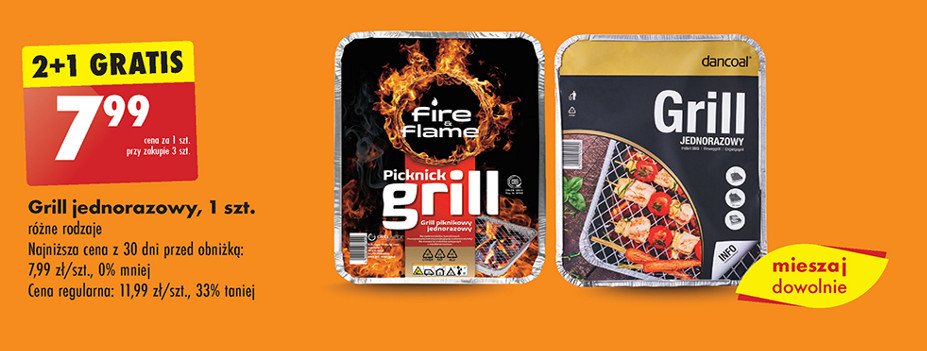 Grill piknikowy jednorazowy Fire & flame promocja