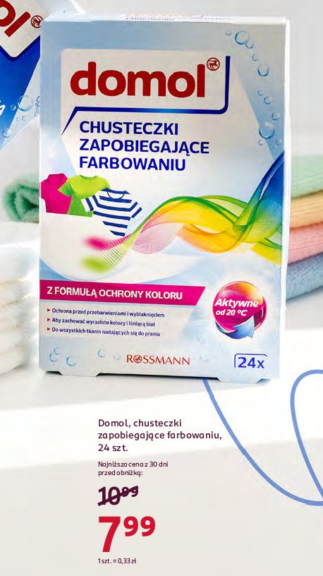 Chusteczki do prania zapobiegające farbowaniu ubrań Domol promocja