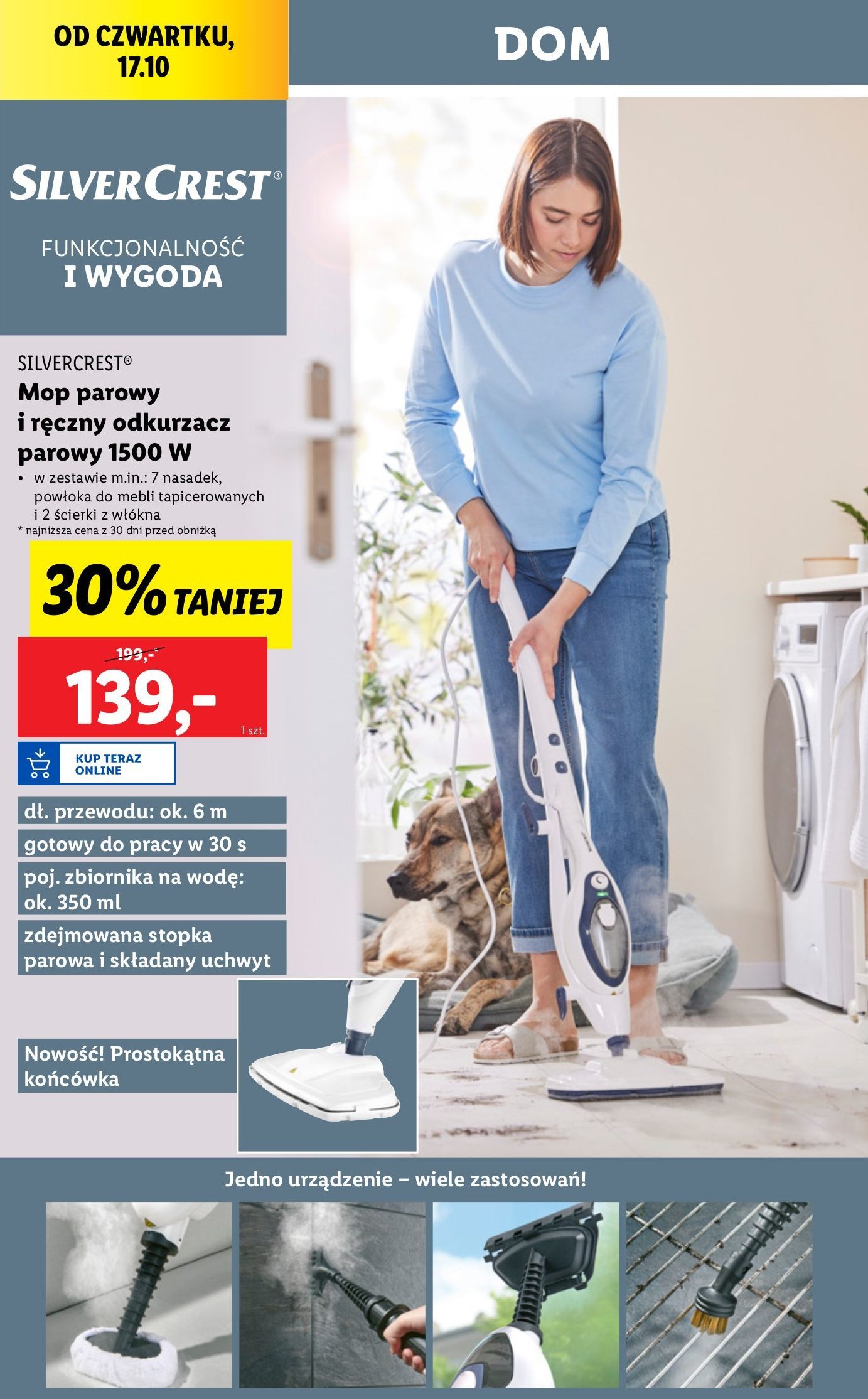 Mop parowy i odkurzacz 2w1 1500 w Silvercrest promocja