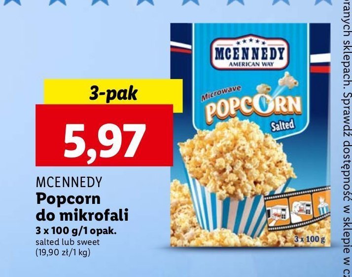 Popcorn do mikrofalówki słodki Mcennedy promocja