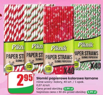 Słomki papierowe kolorowe łamane różne wzory i kolory 40 szt promocja w Dino