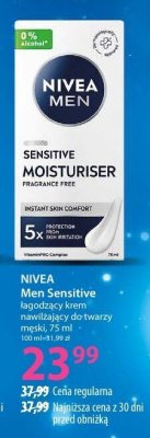 Krem NIVEA Men Sensitive łagodzący krem nawilżający do twarzy męski 75 ml promocja w Hebe