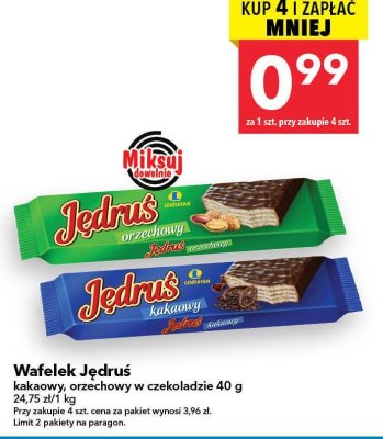 Wafelek orzechowy Jedruś w czekoladzie 40 g promocja w LEWIATAN