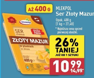 Ser złoty mazur Mlekpol promocja w Aldi