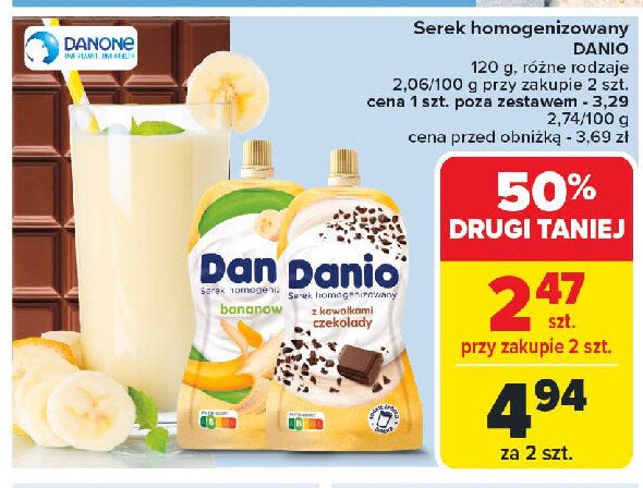 Serek z kawałkami czekolady saszetka Danone danio promocja w Carrefour Market