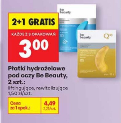 Płatki hydrożelowe pod oczy Be Beauty liftingujące promocja w Biedronka