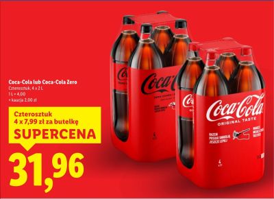 Napój gazowany Coca-Cola 4x2 l promocja w Lidl