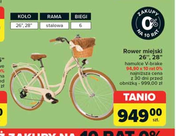 Rower miejski z koszykiem 28" promocja