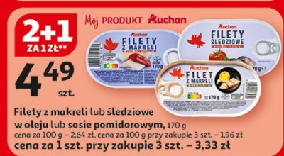 Filety z makreli / śledziowe w oleju promocja w Auchan