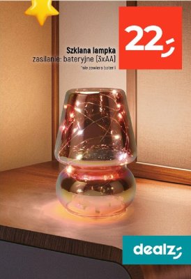 Szklana lampka zasilanie bateryjne (3xAA) promocja w Dealz