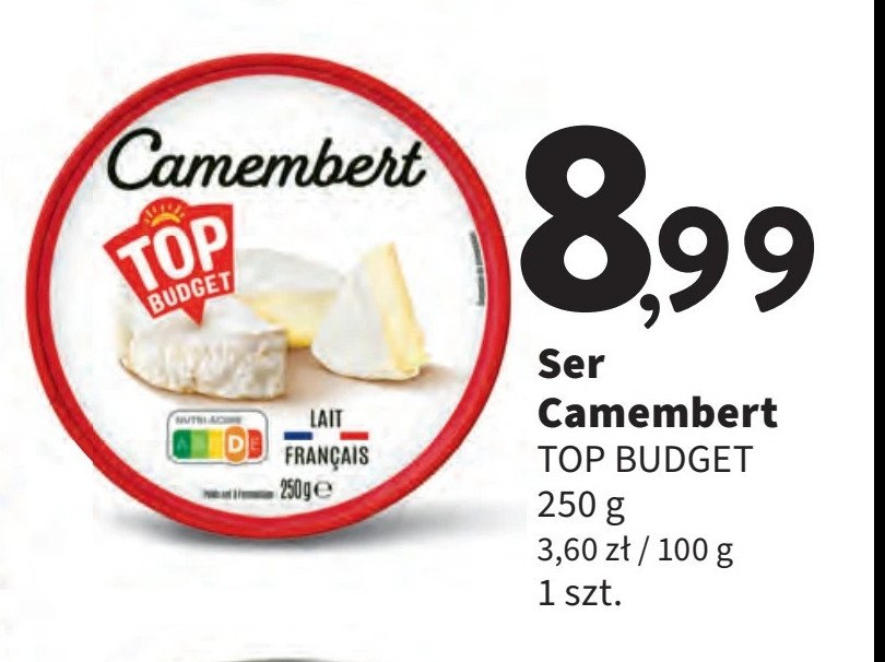 Ser camembert Top budget promocja w Intermarche